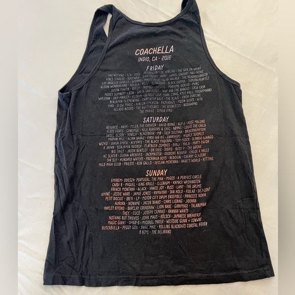 2018 Coachella Festival Tank Top, Artists Named on Back, Size Small. - Picture 5 of 6